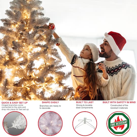 6 Pack: 4.5ft. Pre-Lit White Northern Fir Artificial Christmas Tree, Clear Lights
